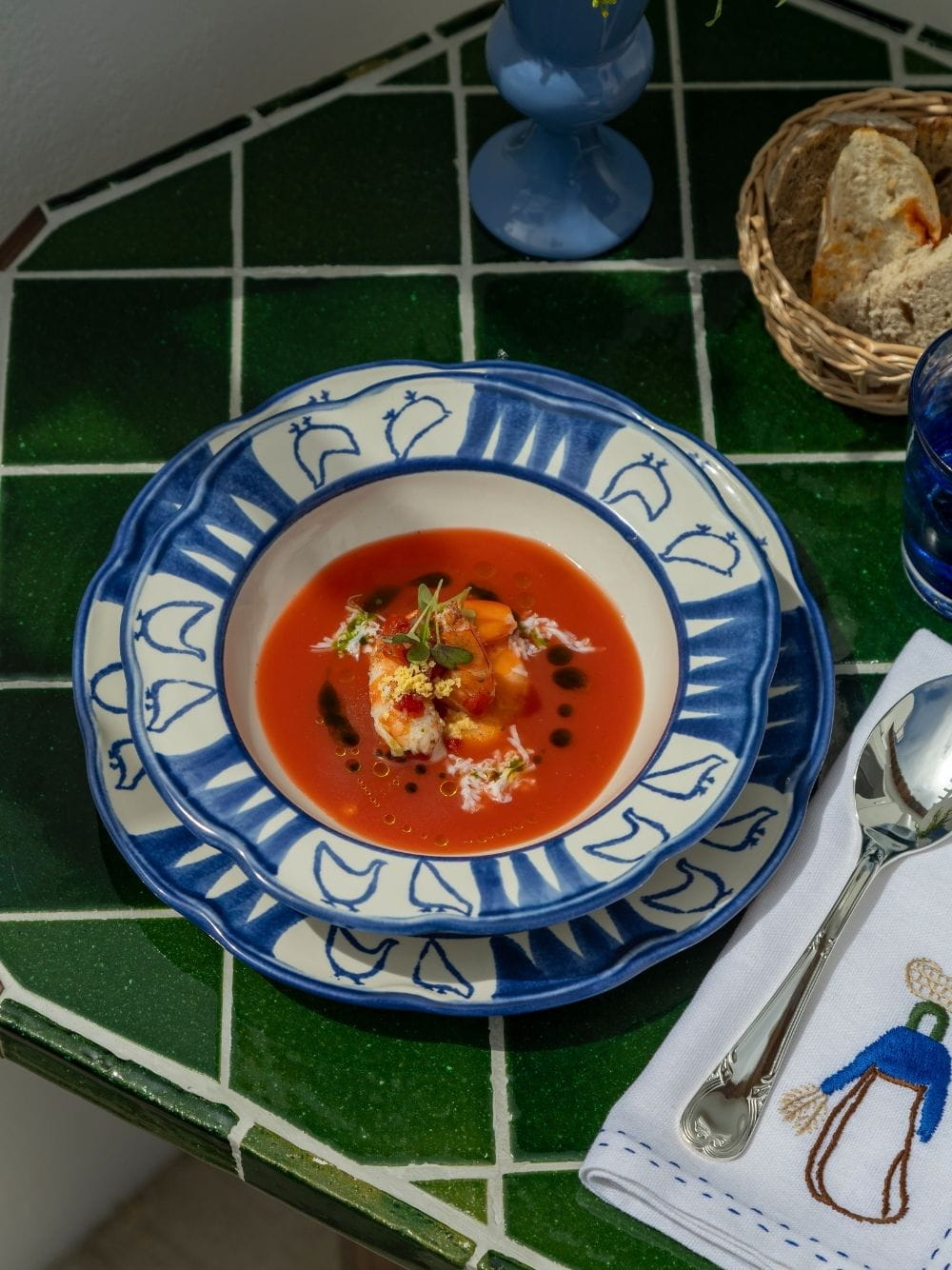 Hand-Painted Comporta The Farmer Stoneware Soup Plate