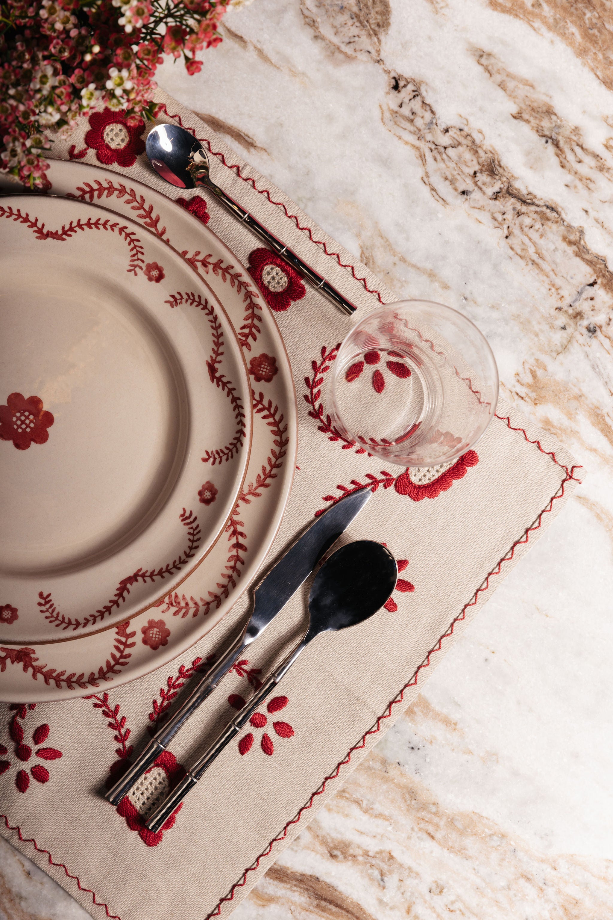 Hand-Painted Viana Red Stoneware Soup Plate
