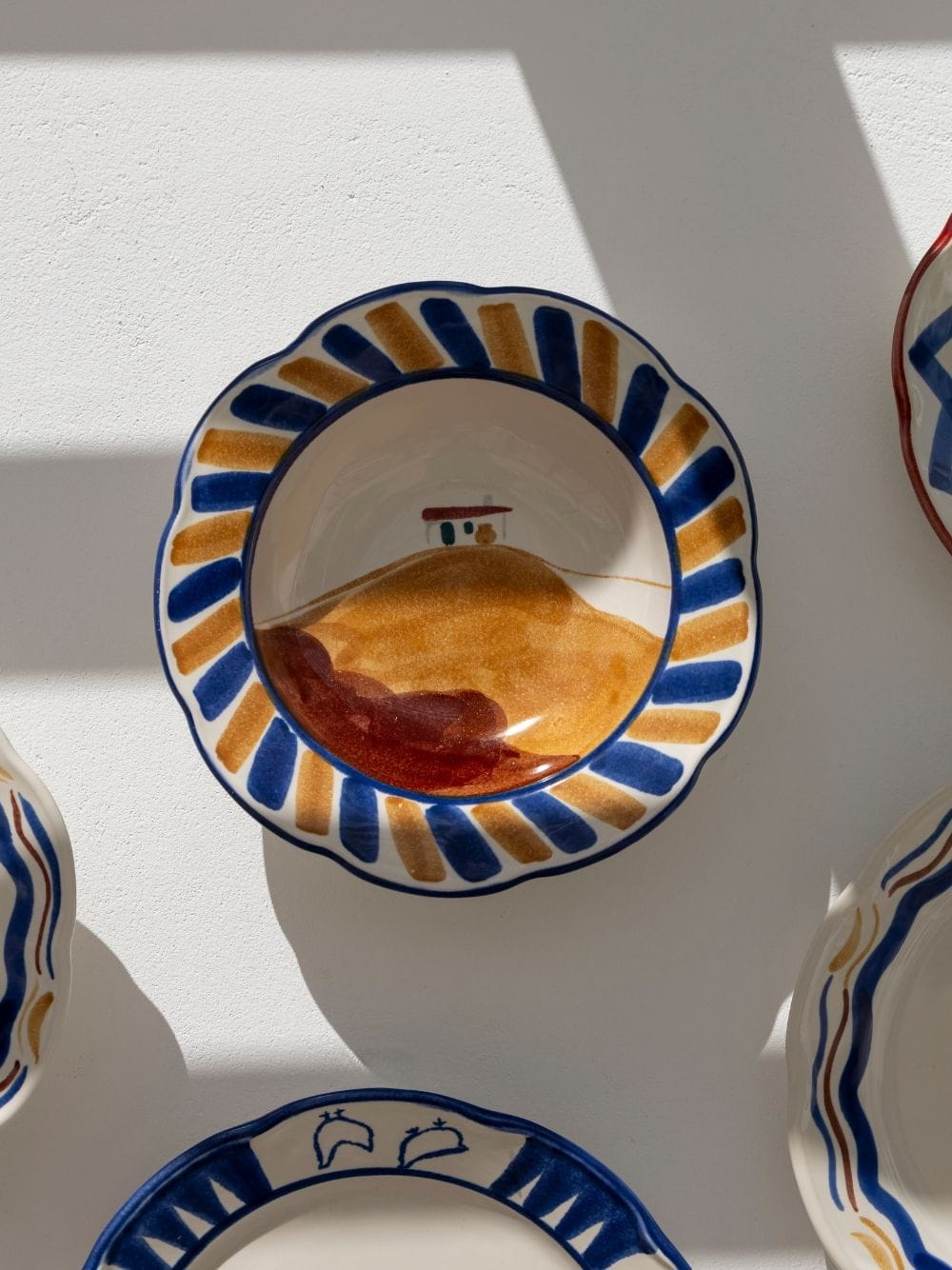 Hand-Painted Comporta House Stoneware Soup Plate