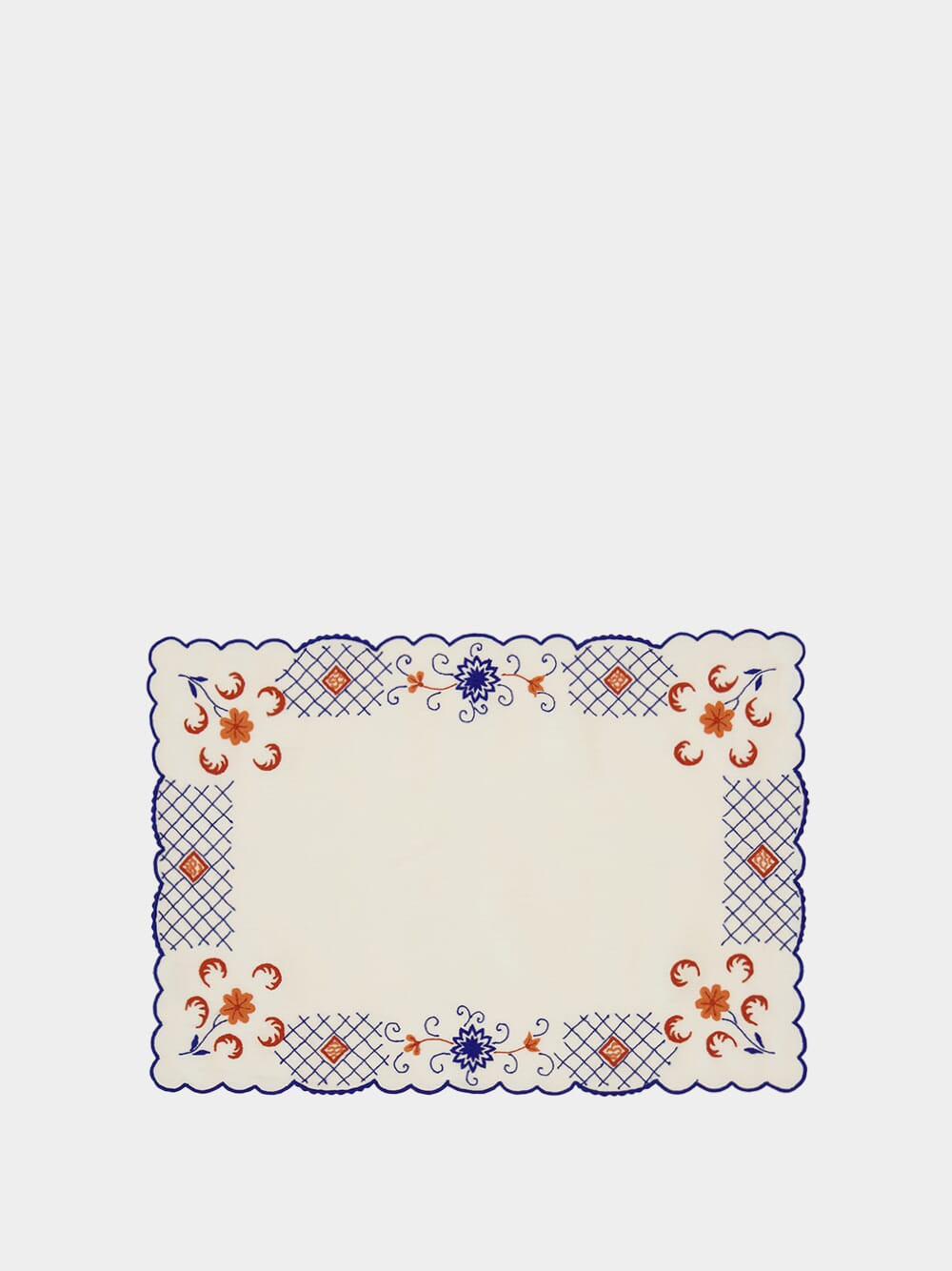 Hand-Embroidered Funchal Ecru Linen Multicoloured Embroidery Placemat