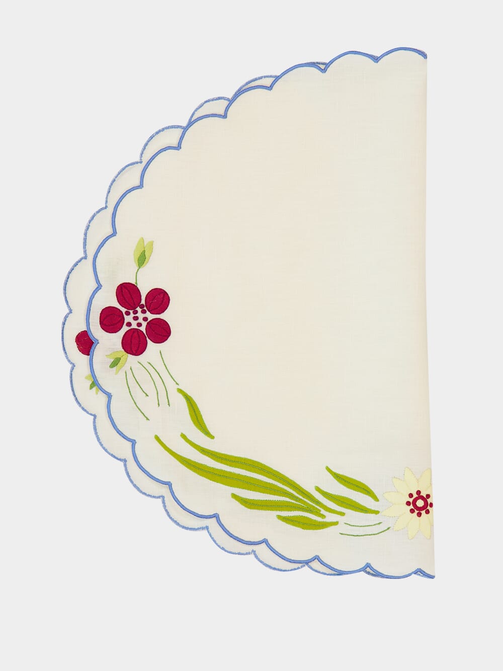 Hand-Embroidered Machico Ecru Linen with Multicoloured Embroidery Placemat