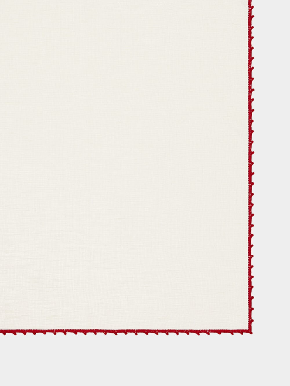 Hand-Embroidered Teresa White Linen with Red Crochet Napkin