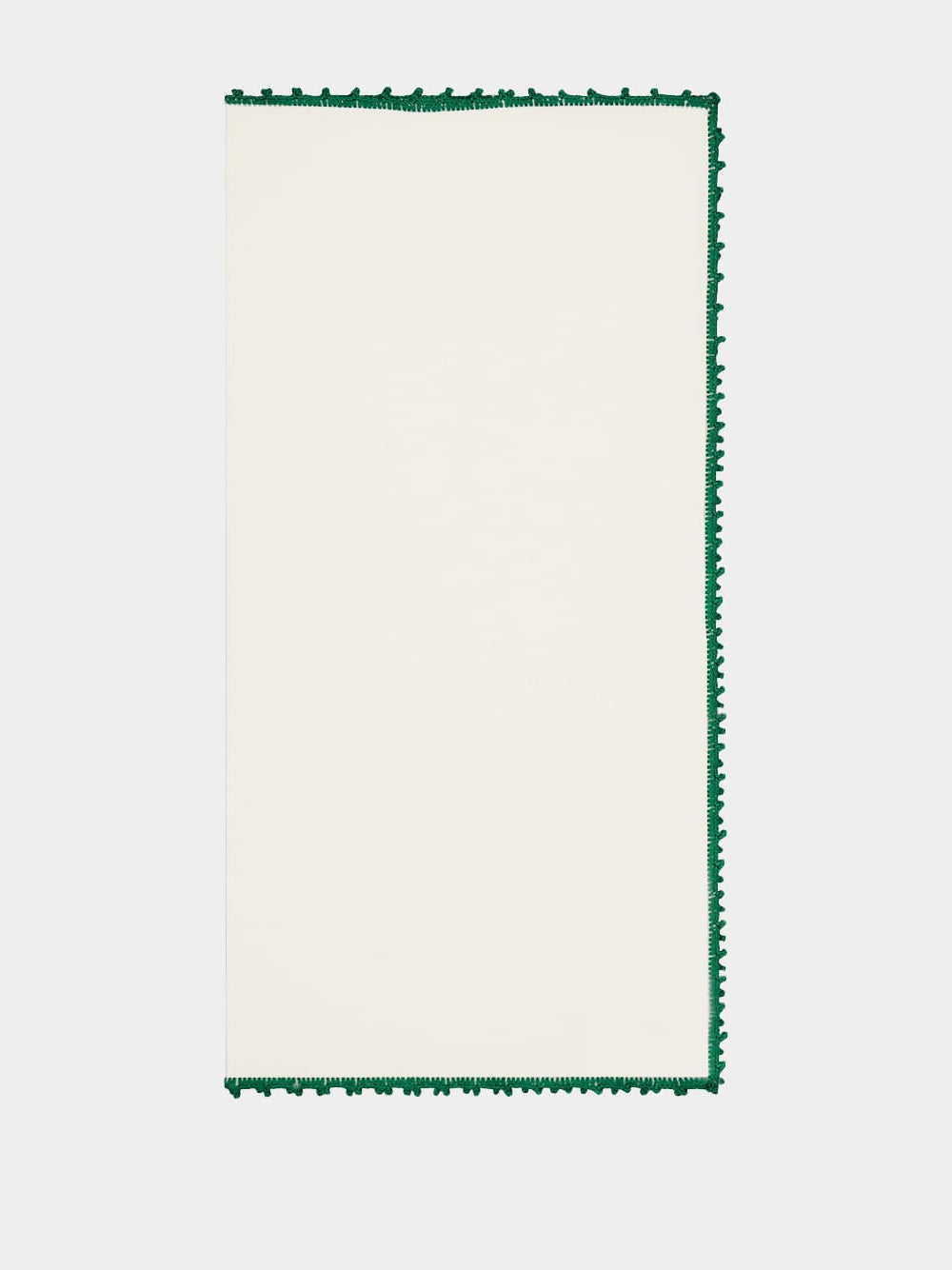 Hand-Embroidered Teresa White Linen with Green Crochet Napkin