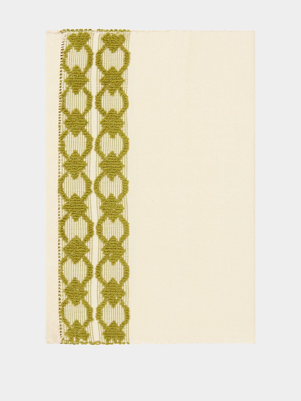 Handmade Isabel Natural and Green Cotton and Linen Placemat