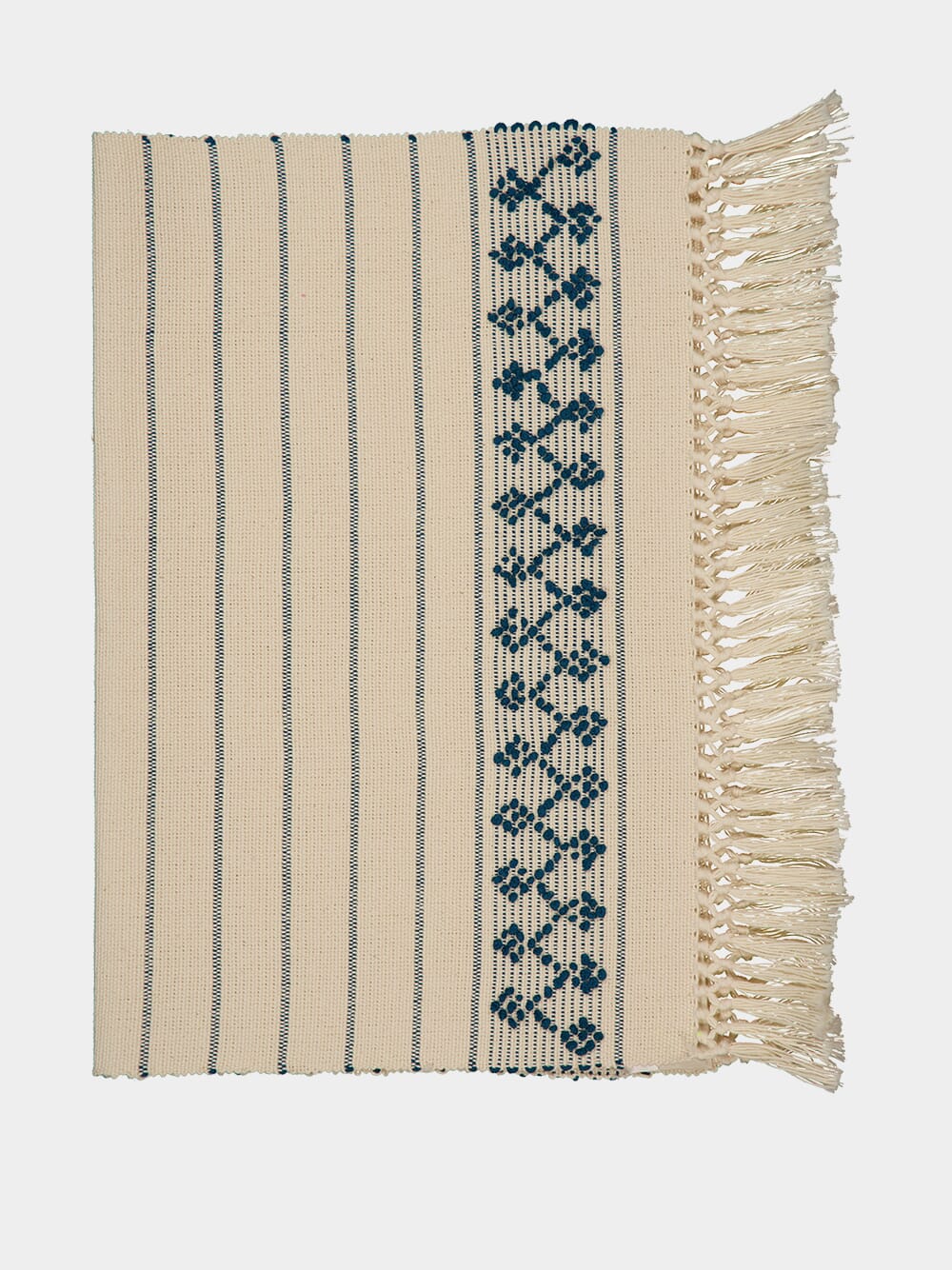 Handmade Amélia Natural and Blue Cotton Placemat