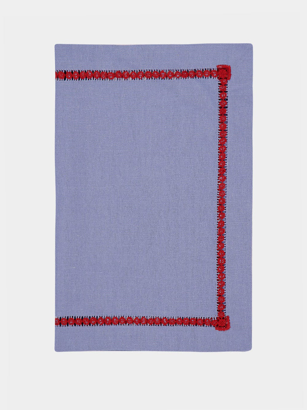 Hand-Embroidered Maria Blue Linen with Red Embroidery Placemat