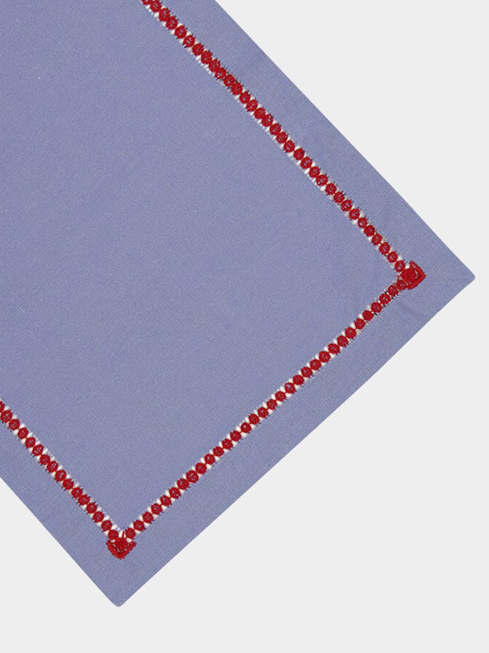 Hand-Embroidered Maria Blue Linen with Red Embroidery Placemat