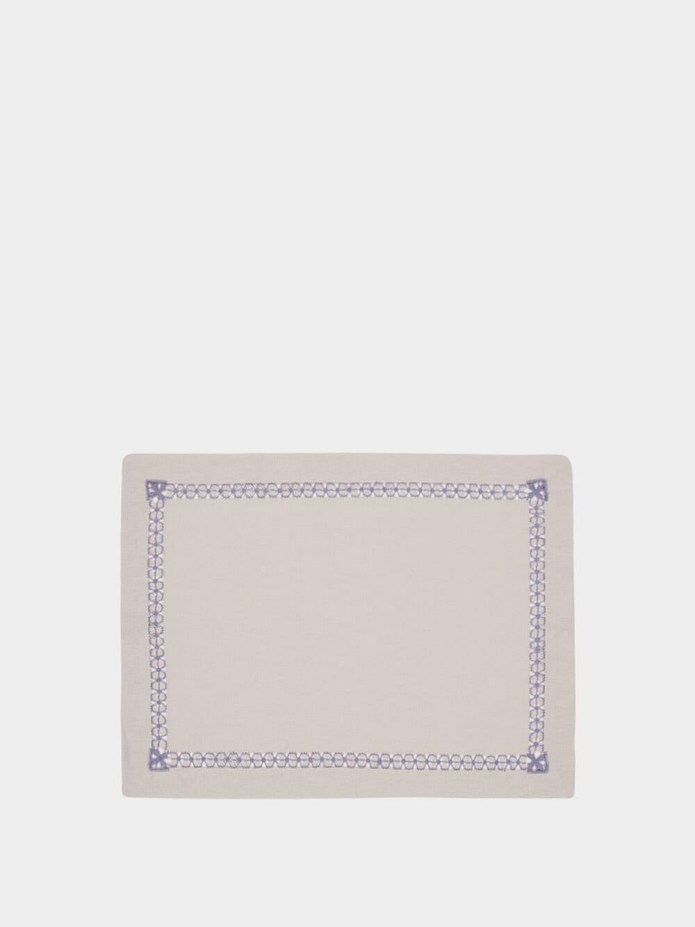 Hand-Embroidered Maria Ice Blue Linen with Blue Embroidery Placemat