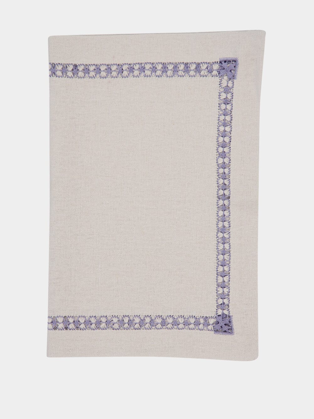Hand-Embroidered Maria Ice Blue Linen with Blue Embroidery Placemat