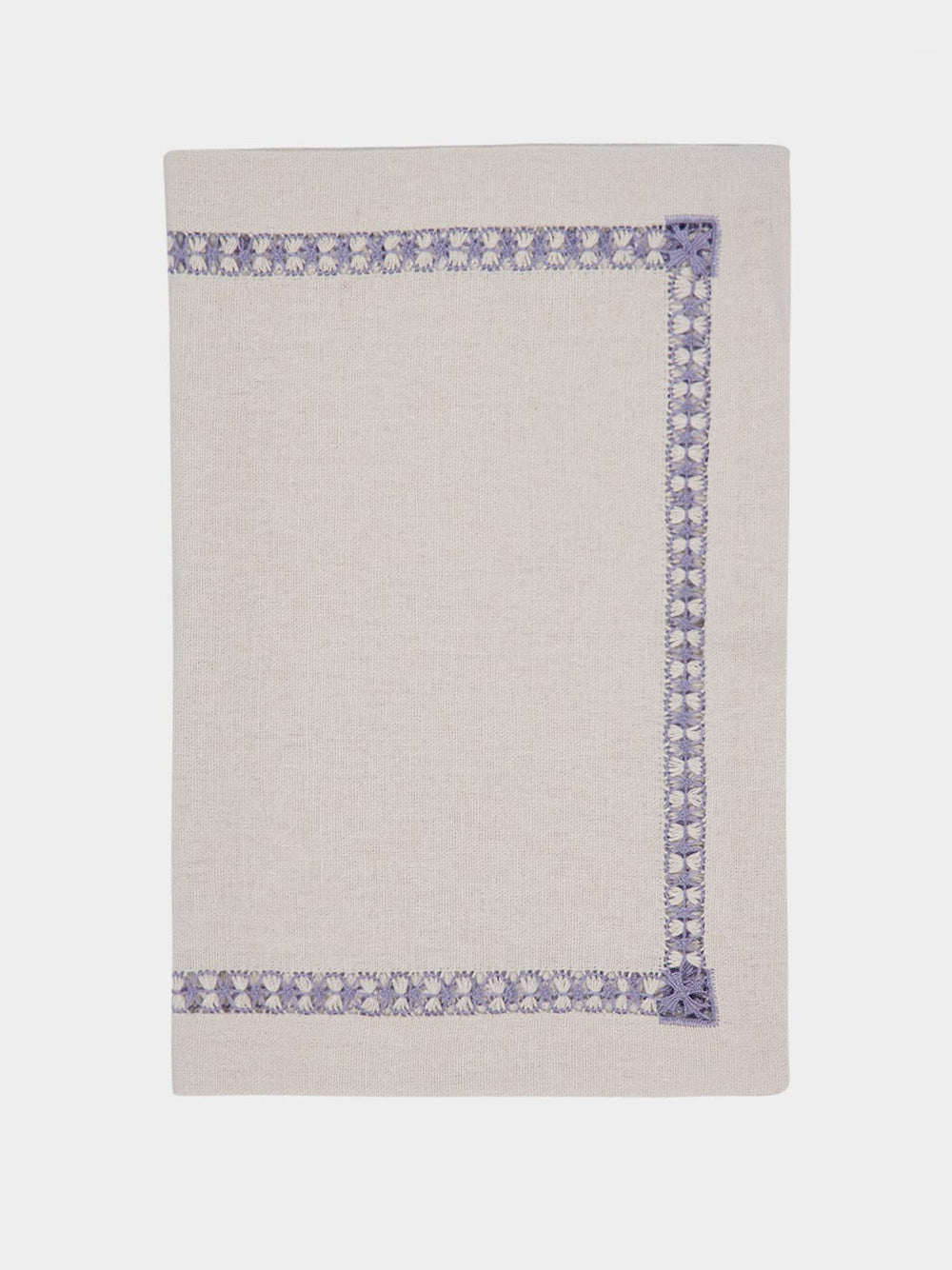 Hand-Embroidered Maria Ice Blue Linen with Blue Embroidery Placemat