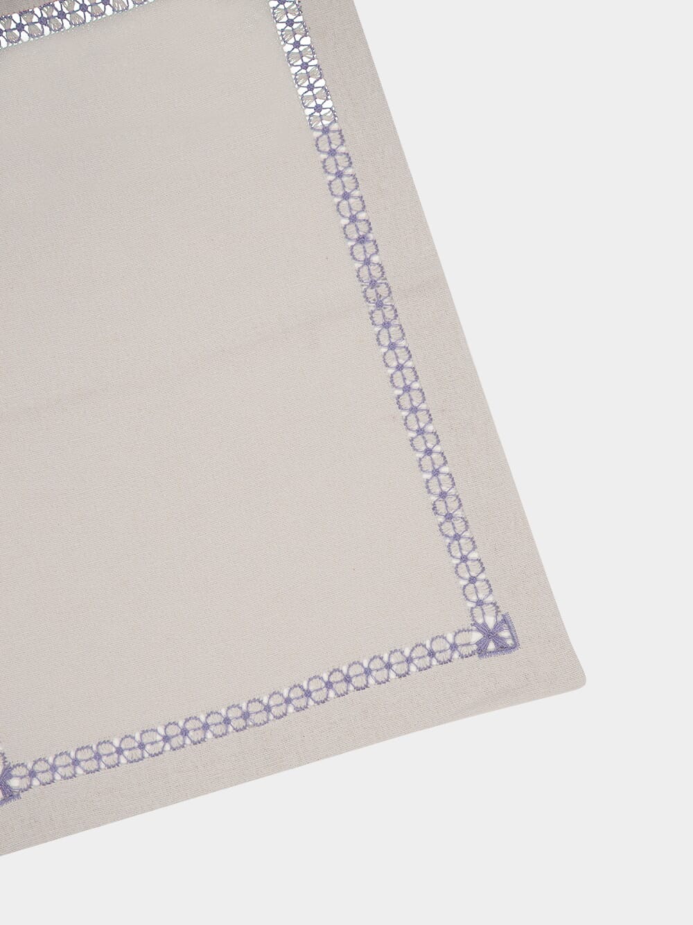 Hand-Embroidered Maria Ice Blue Linen with Blue Embroidery Placemat