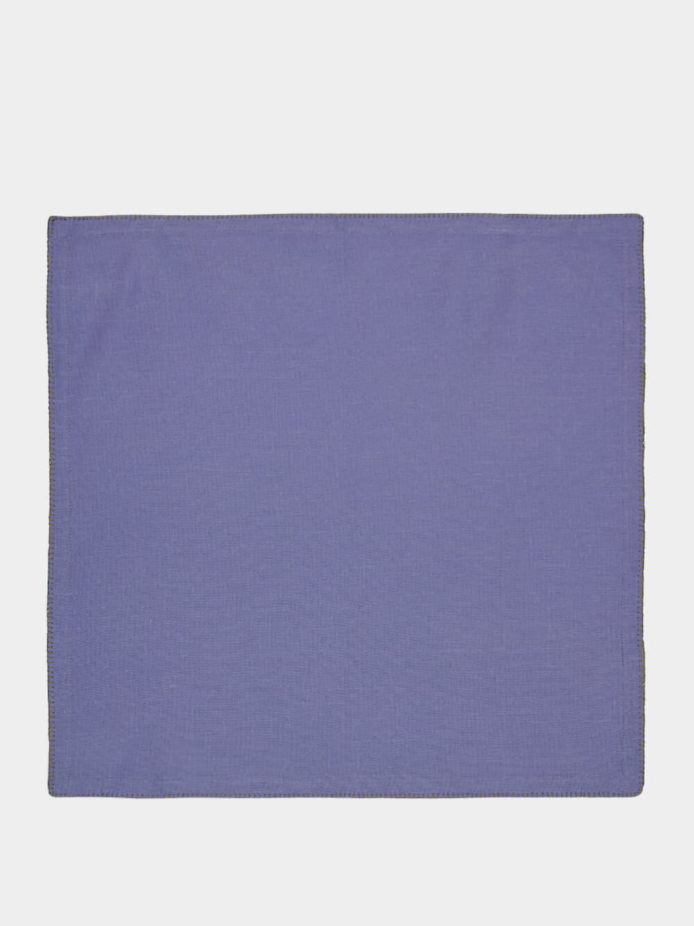 Hand-Embroidered Maria Blue Linen with Green Embroidery Napkin