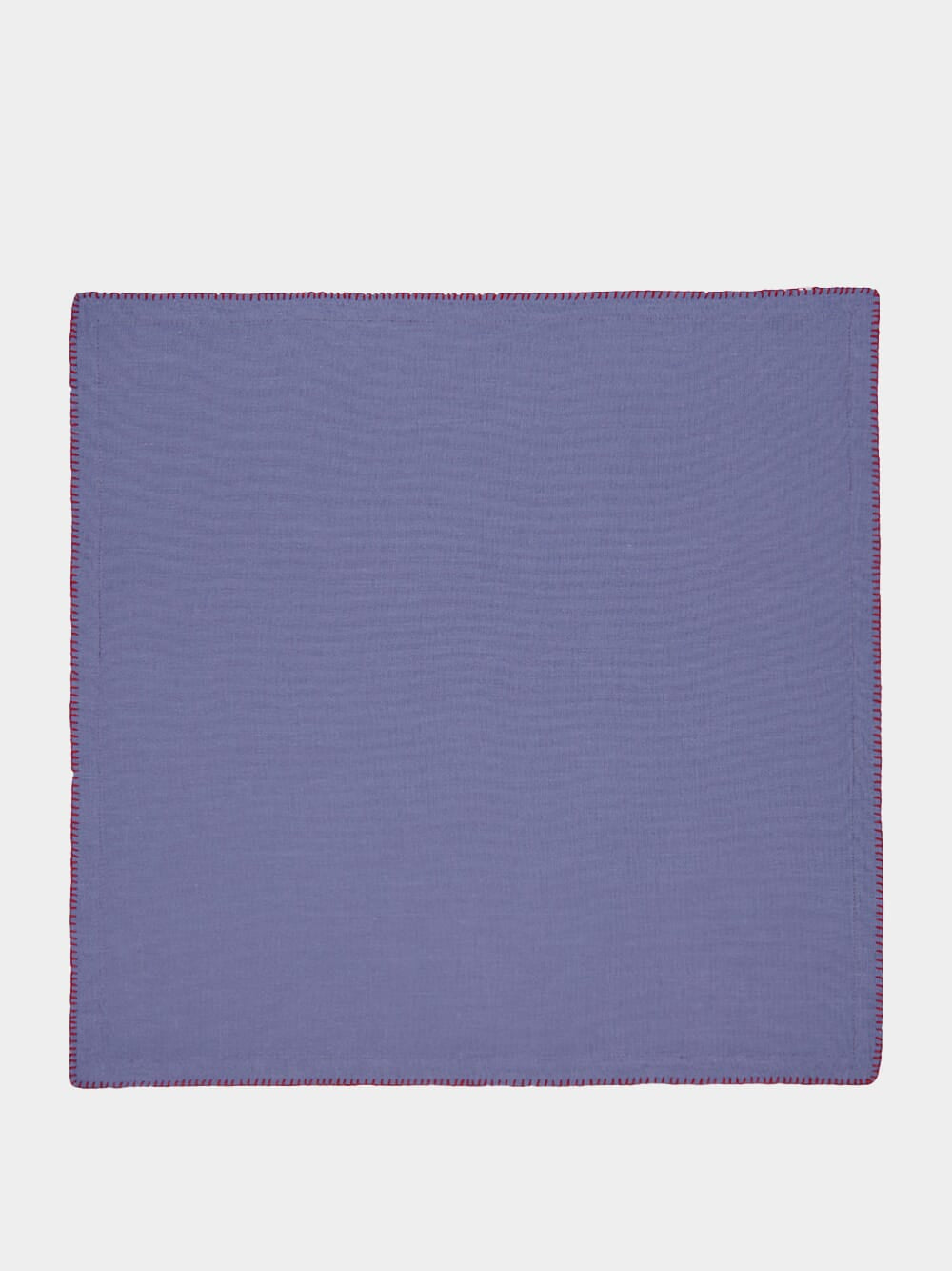 Hand-Embroidered Maria Blue Linen with Red Embroidery Napkin