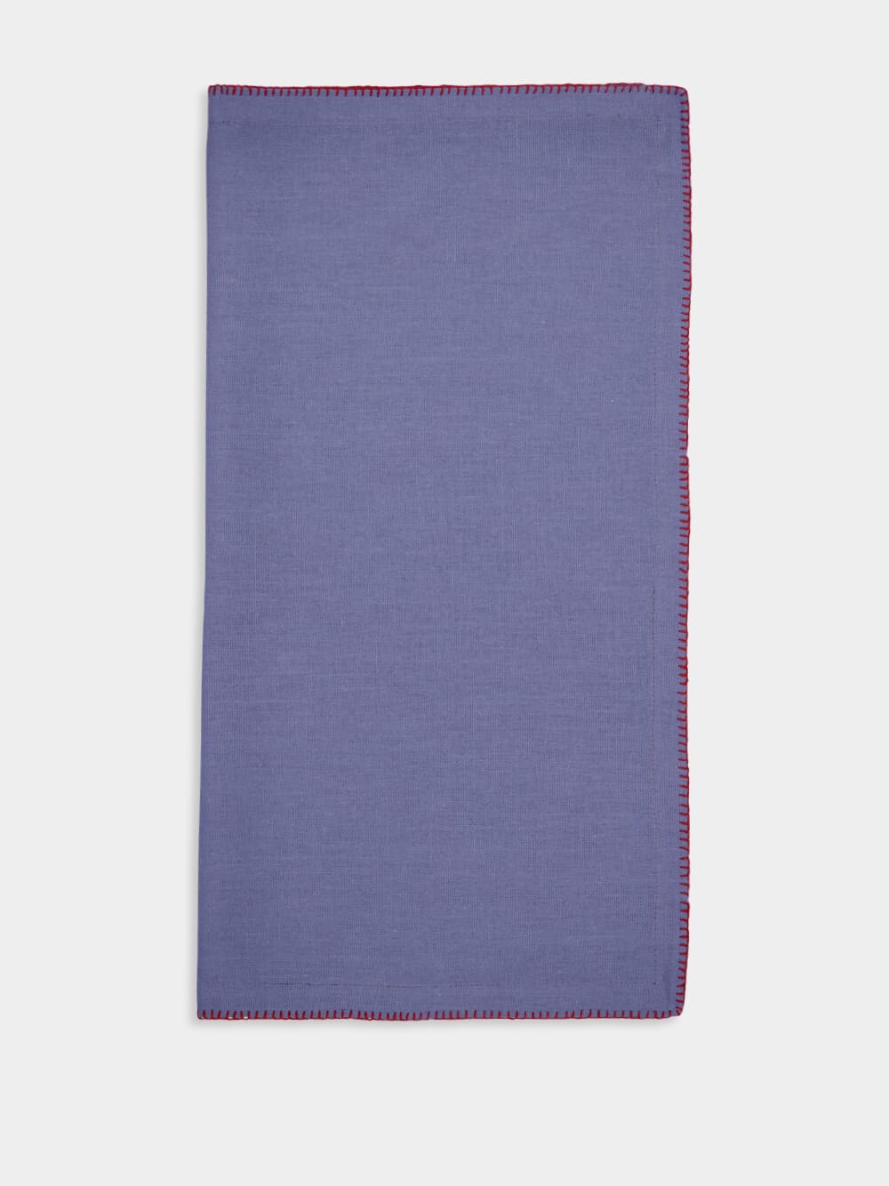 Hand-Embroidered Maria Blue Linen with Red Embroidery Napkin