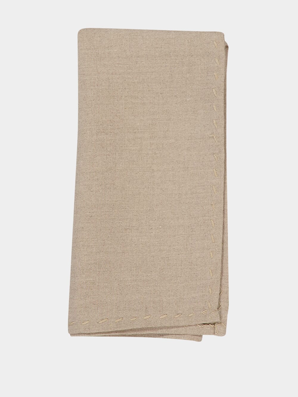 Hand-Embroidered Viana Beige Linen with Beige Embroidery Placemat and Napkin Set