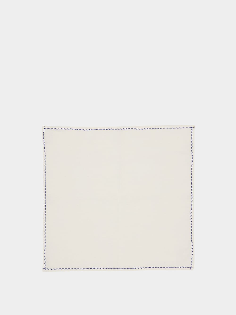 Hand-Embroidered Viana White Linen with Blue Embroidery Placemat and Napkin Set