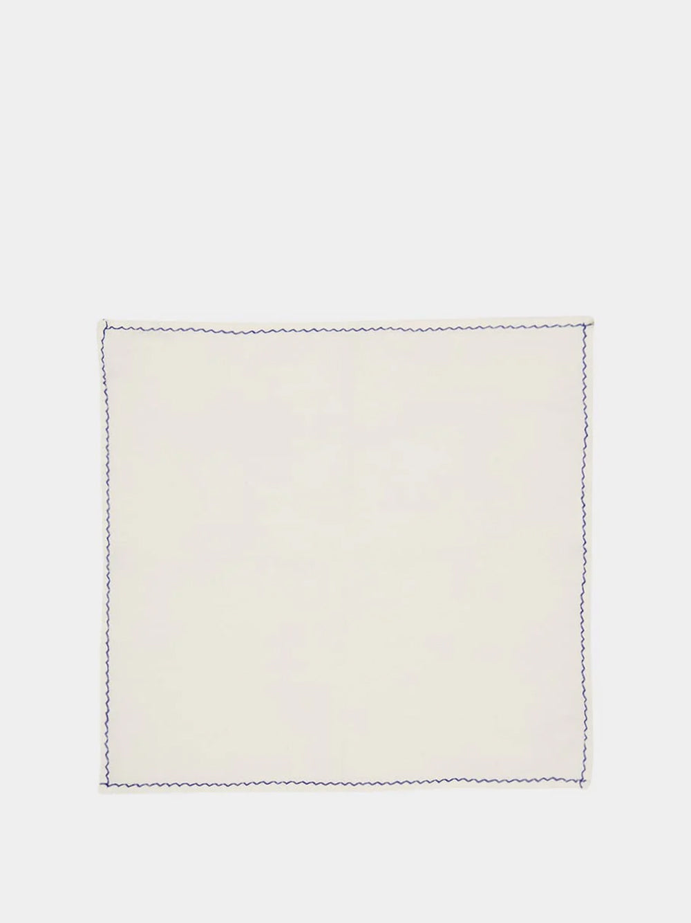 Hand-Embroidered Viana White Linen with Blue Embroidery Placemat and Napkin Set