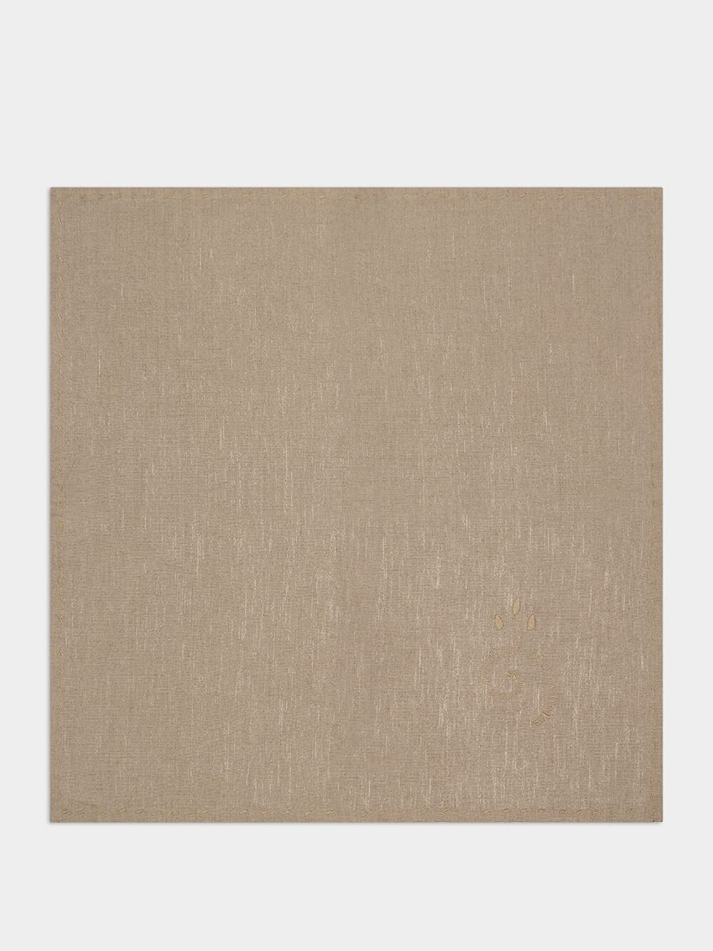 Hand-Embroidered Viana Beige Linen with Beige Embroidery Tablecloth and Napkin Set