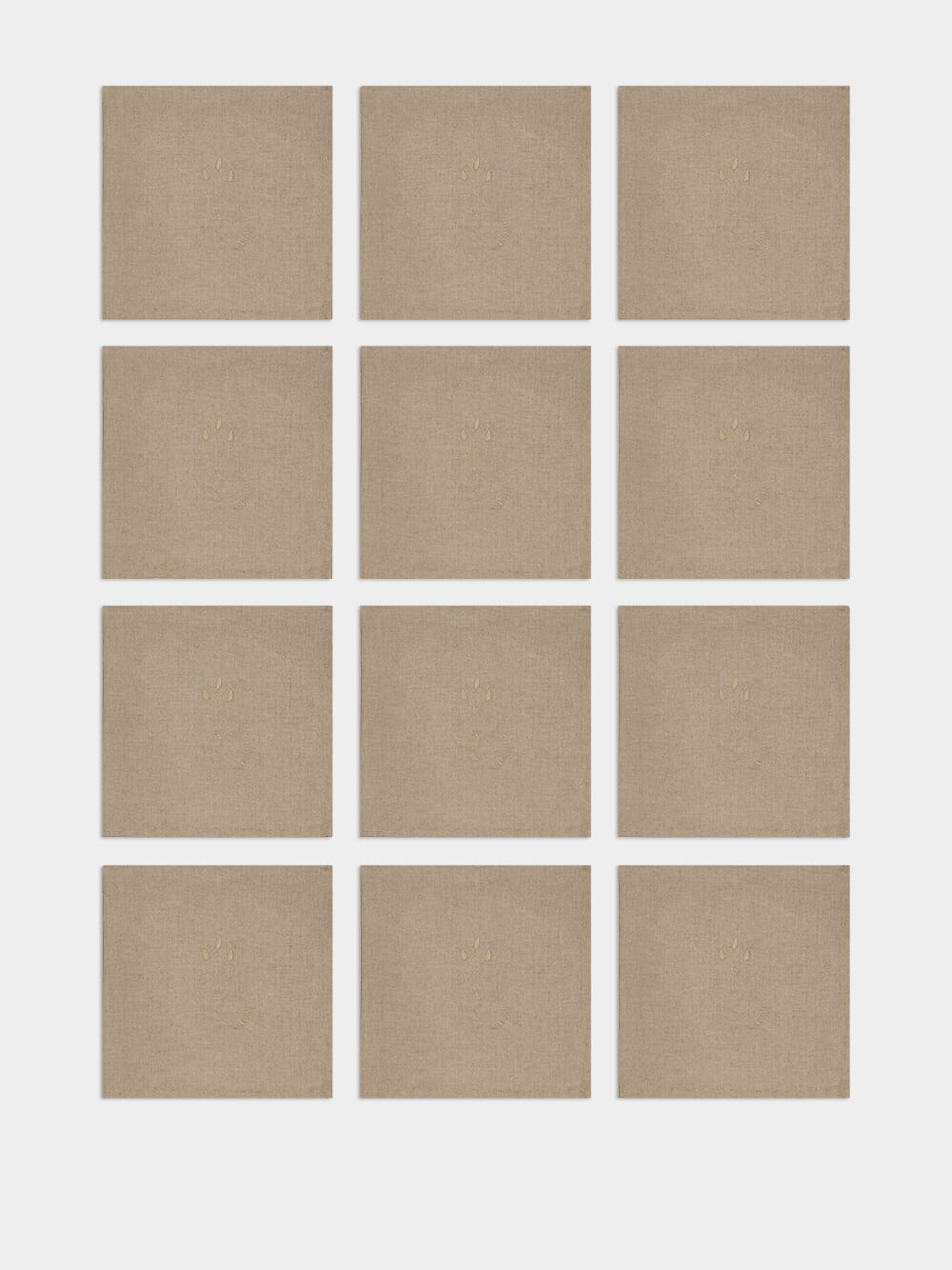 Hand-Embroidered Viana Beige Linen with Beige Embroidery Tablecloth and Napkin Set