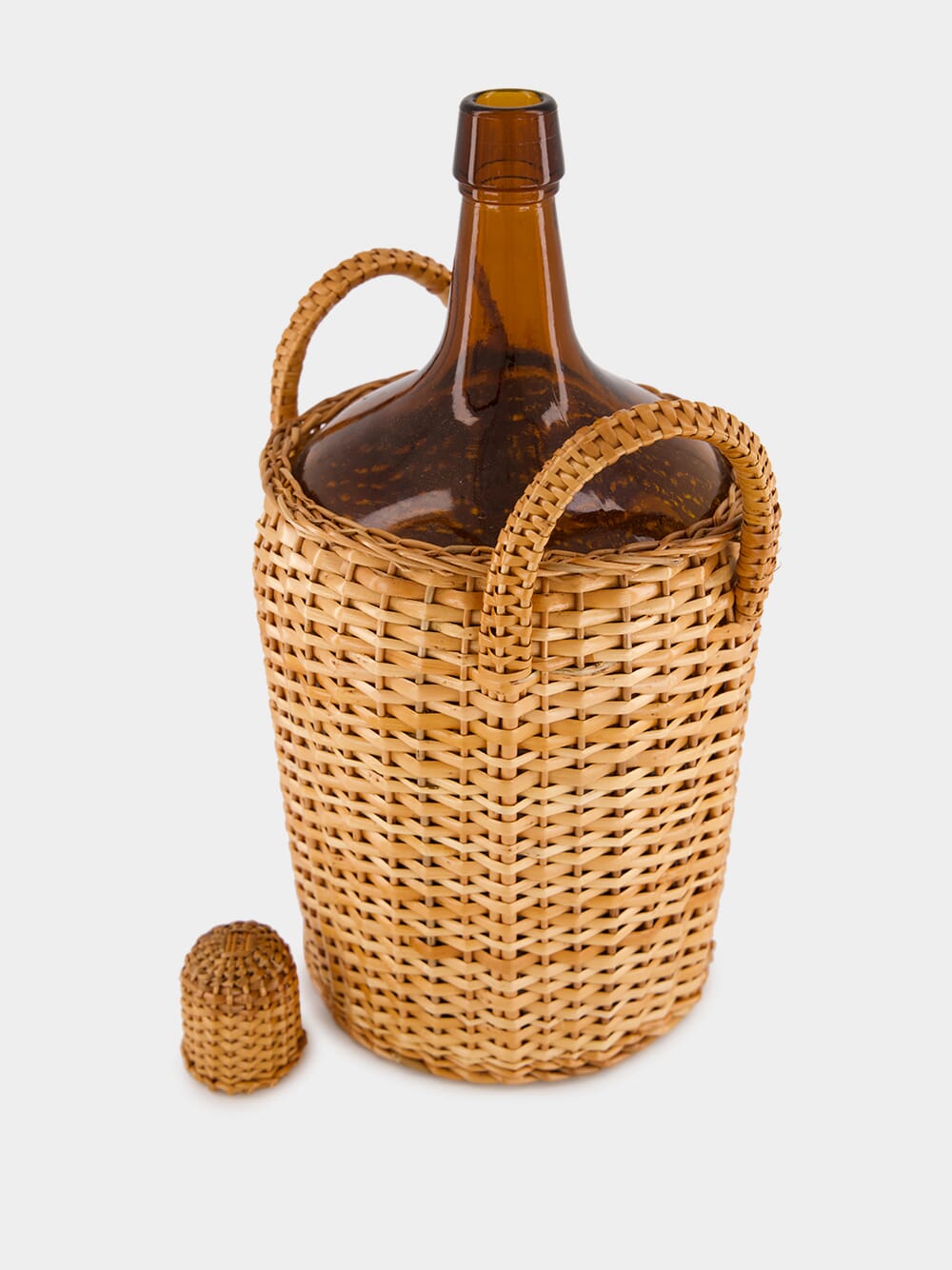 Handmade Camacha Natural Wicker Large Glass Flask