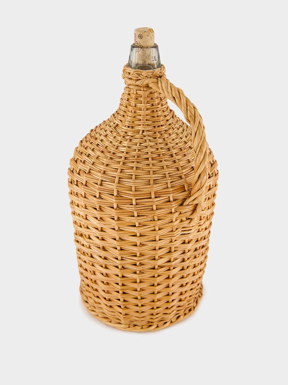 Handmade Camacha Natural Wicker Large Glass Flask