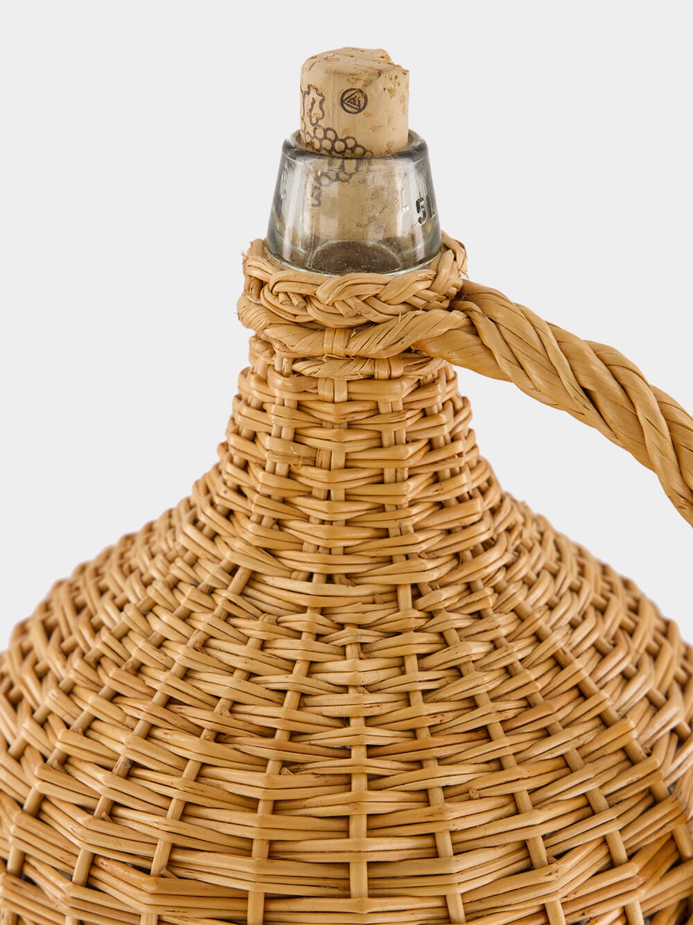 Handmade Camacha Natural Wicker Large Glass Flask