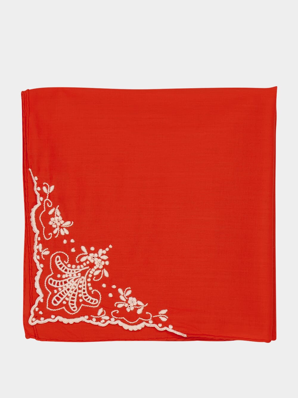 Hand-Embroidered Santana Red Cotton Napkin