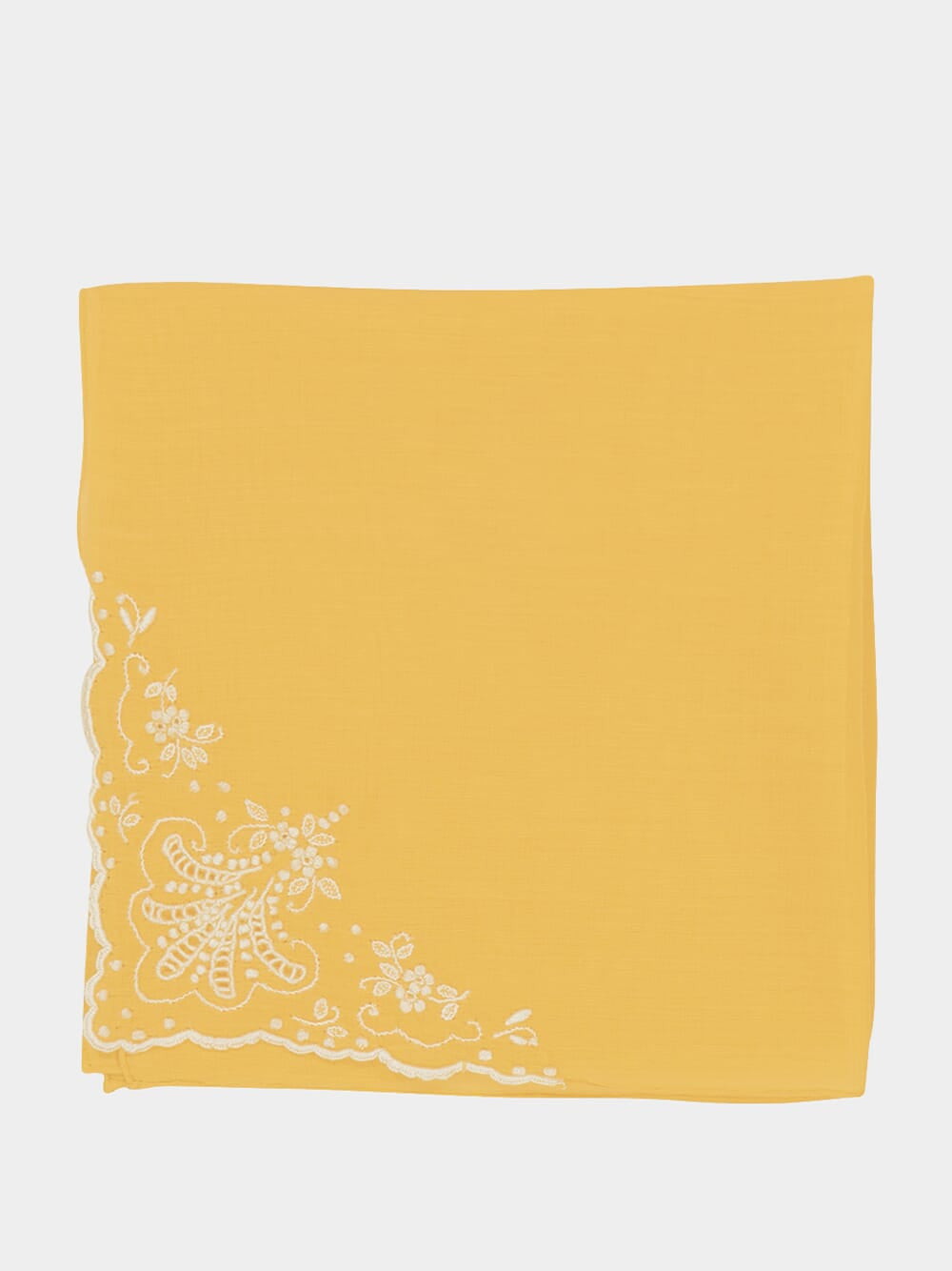 Hand-Embroidered Santana Yellow Cotton Napkin