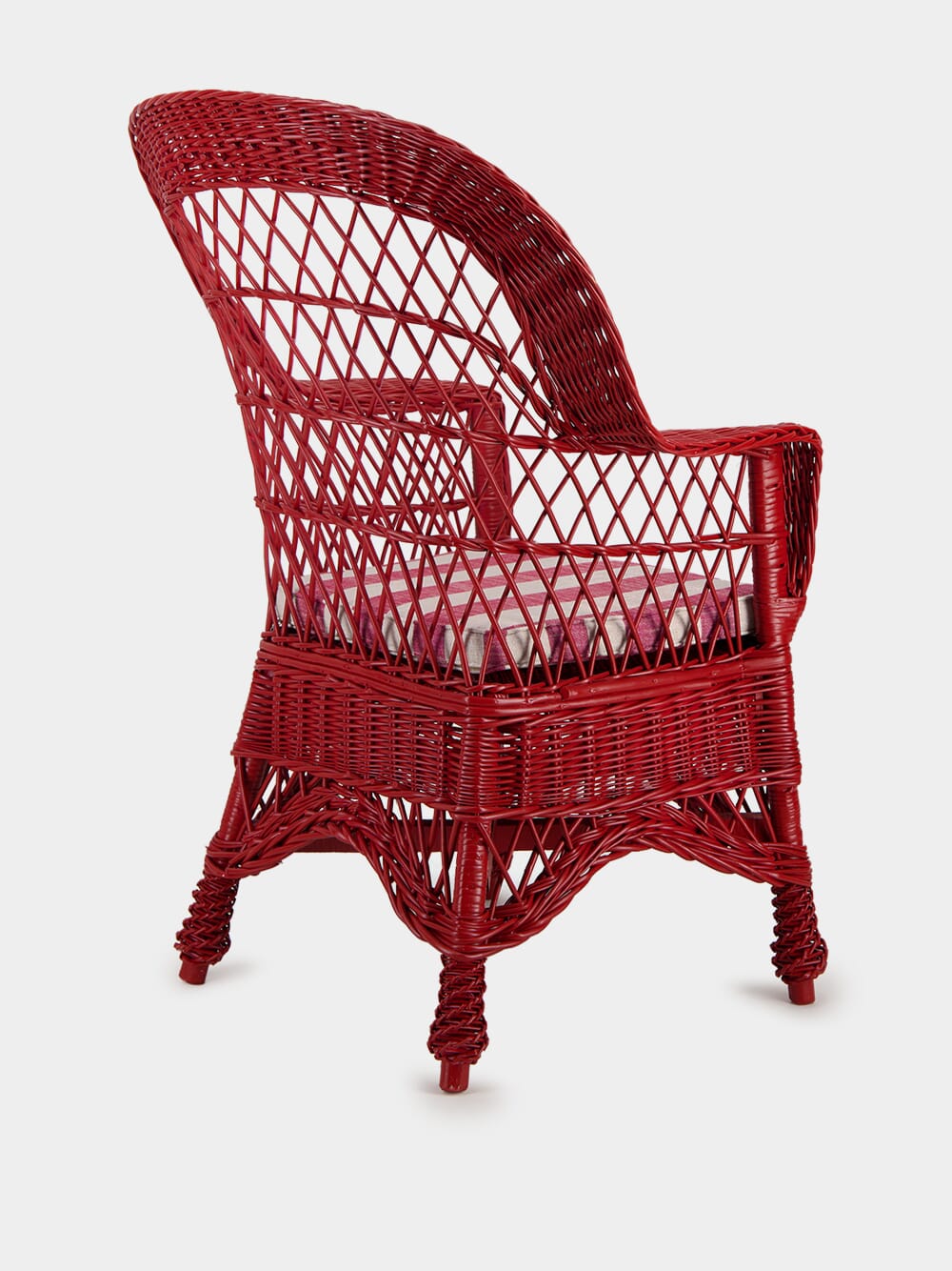 Handmade Furnas Red Wicker Armchair