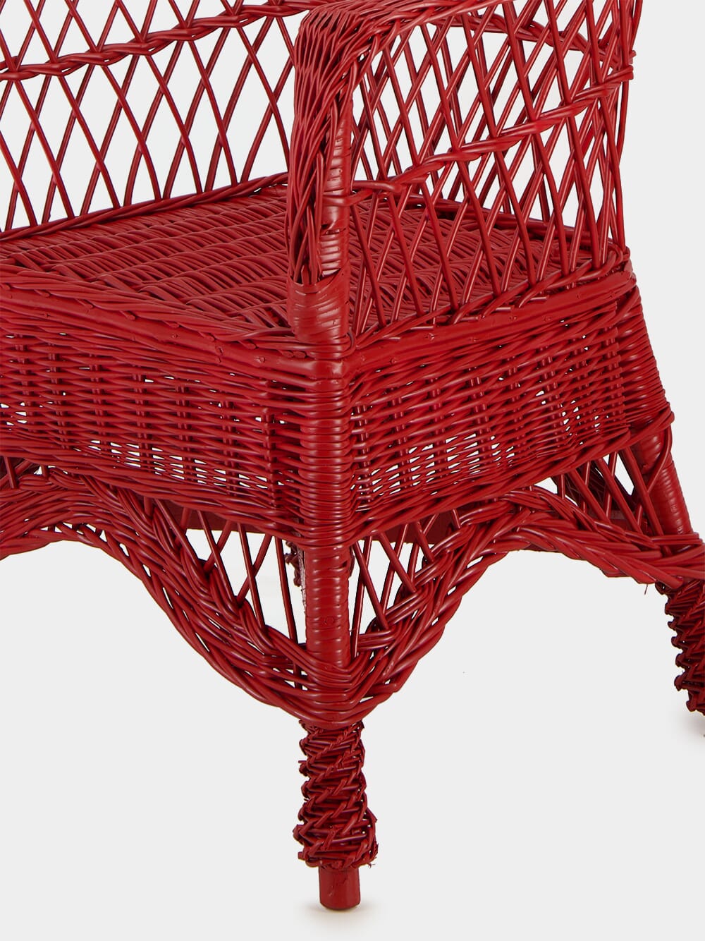 Handmade Furnas Red Wicker Armchair