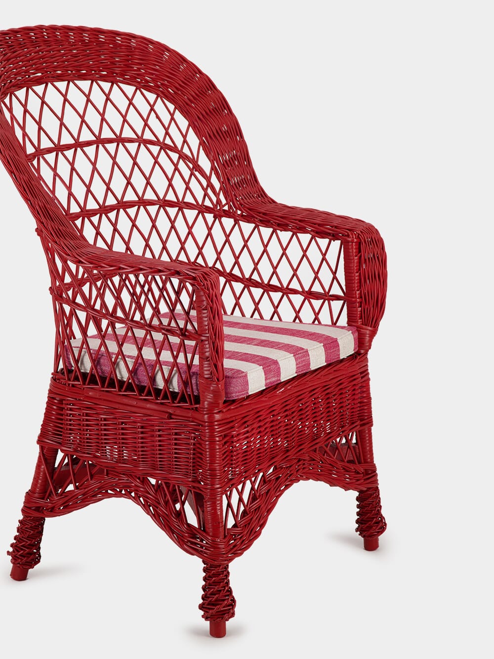 Handmade Furnas Red Wicker Armchair