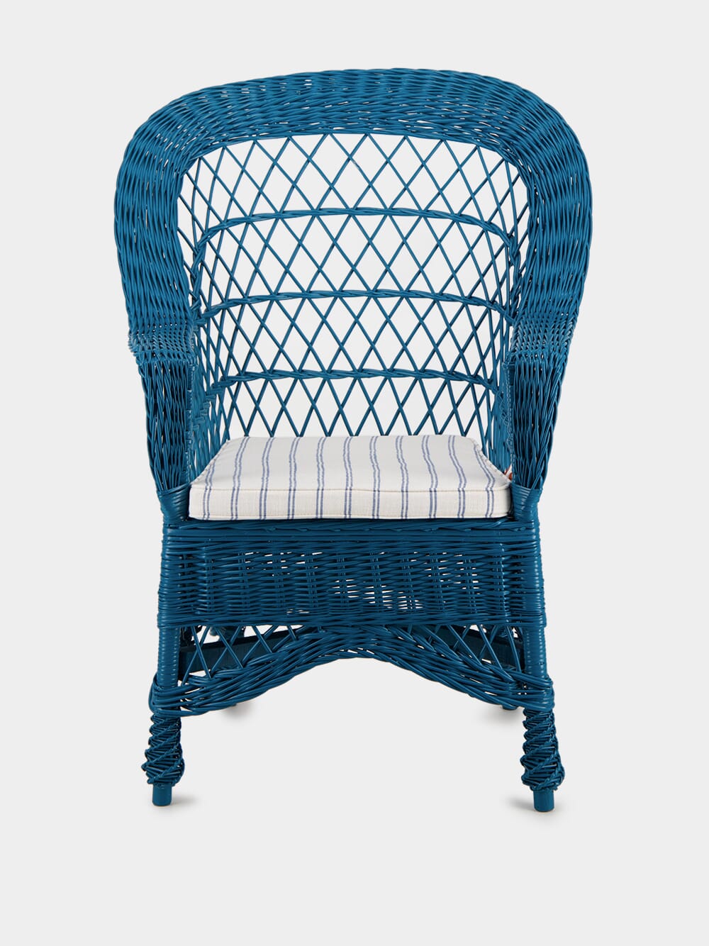 Handmade Furnas Blue Wicker Armchair