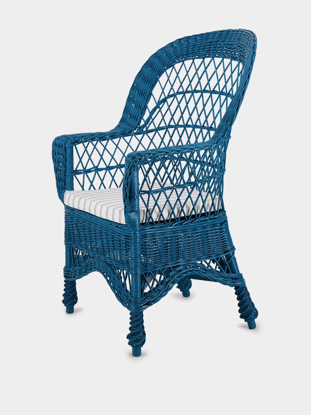 Handmade Furnas Blue Wicker Armchair