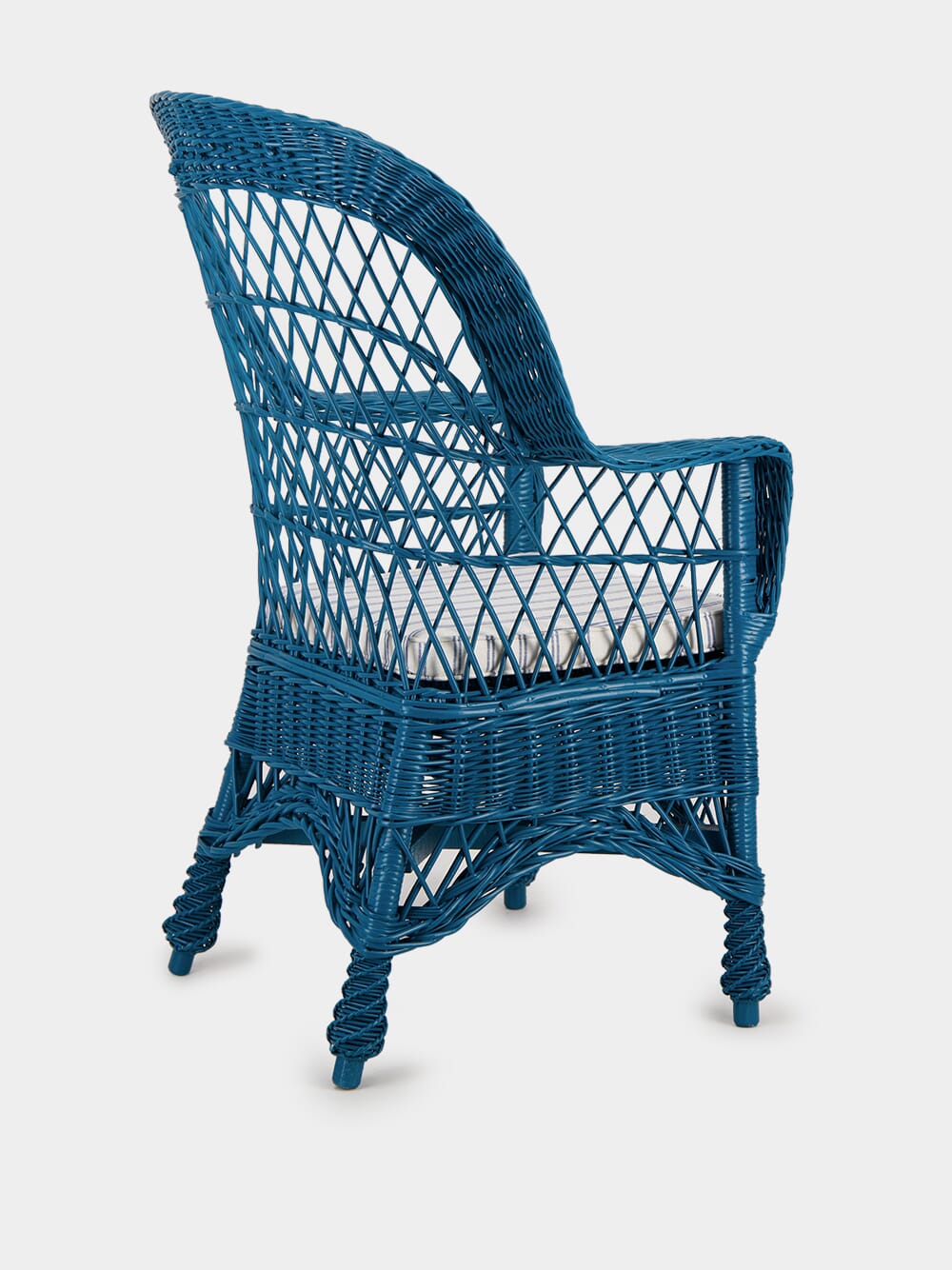 Handmade Furnas Blue Wicker Armchair