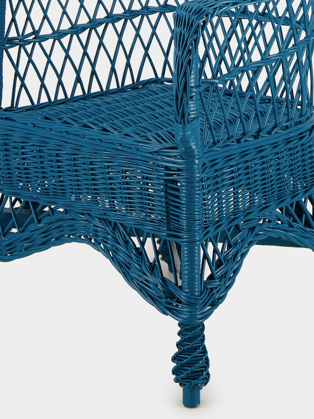 Handmade Furnas Blue Wicker Armchair
