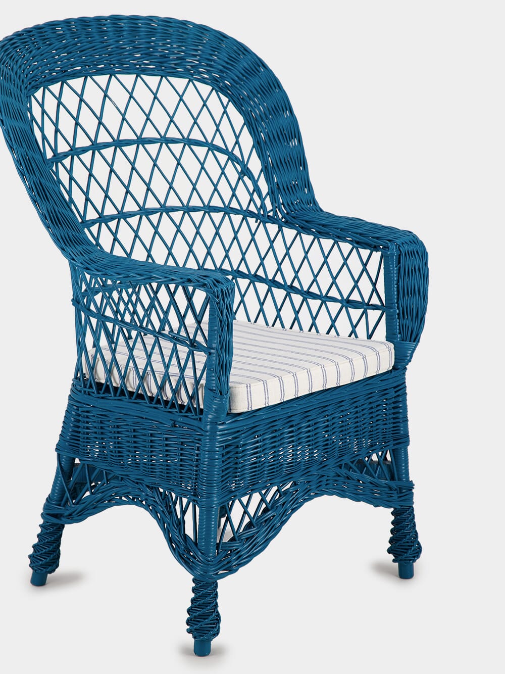 Handmade Furnas Blue Wicker Armchair