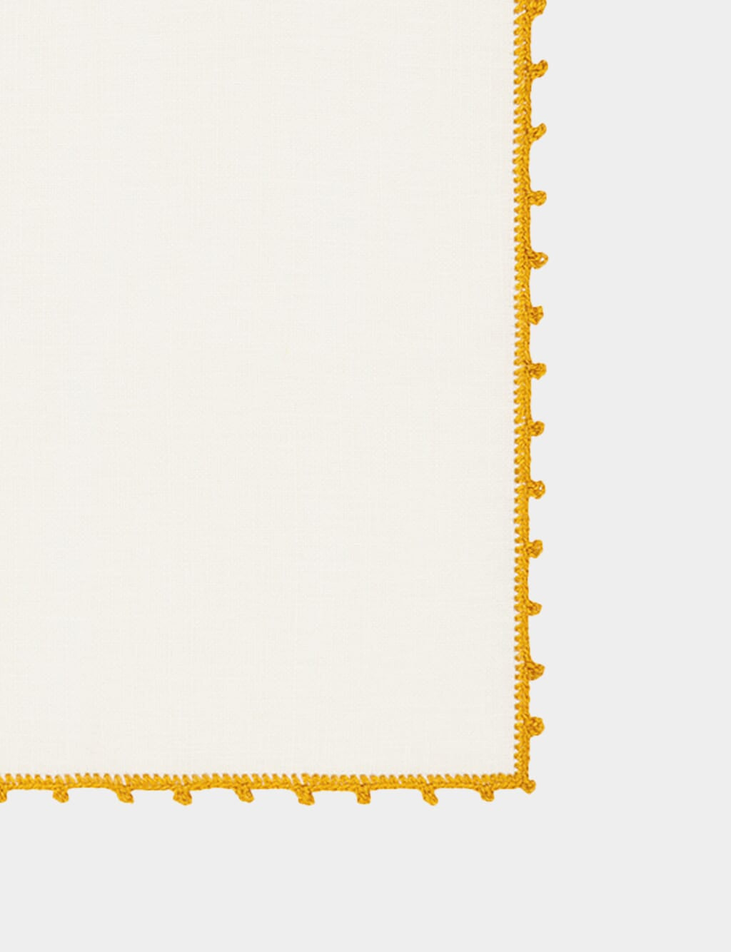 Hand-Embroidered Teresa White Linen with Yellow Crochet Cocktail Napkin