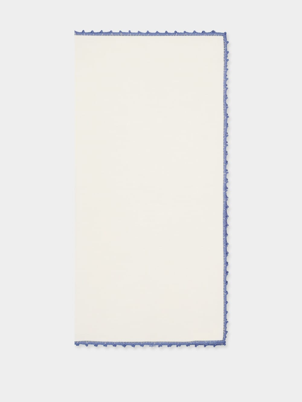 Hand-Embroidered Teresa White Linen with Light Blue Crochet Napkin