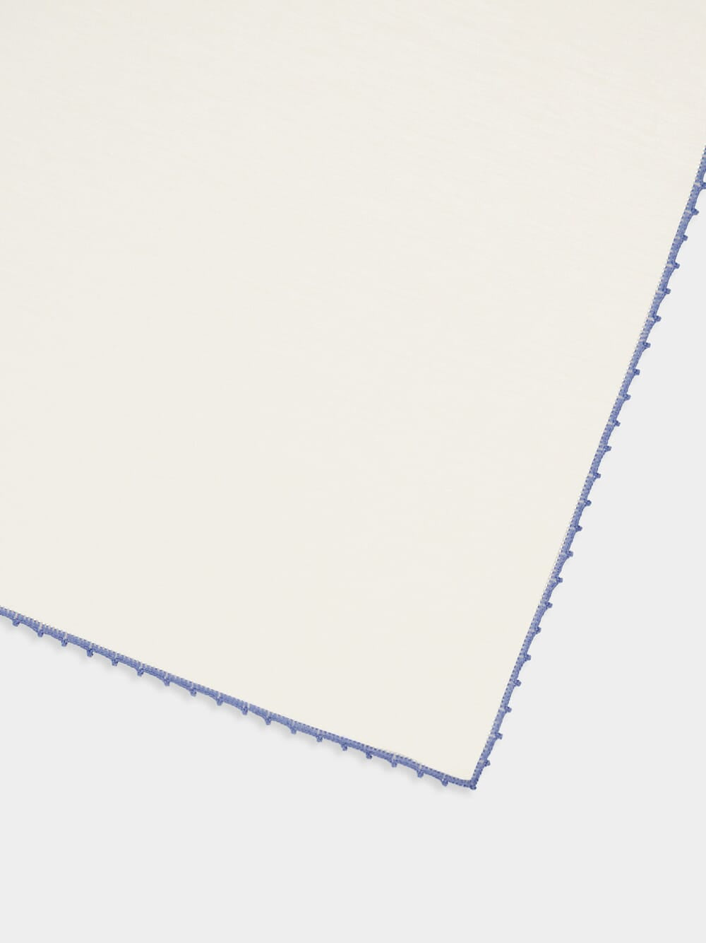 Hand-Embroidered Teresa White Linen with Light Blue Crochet Napkin