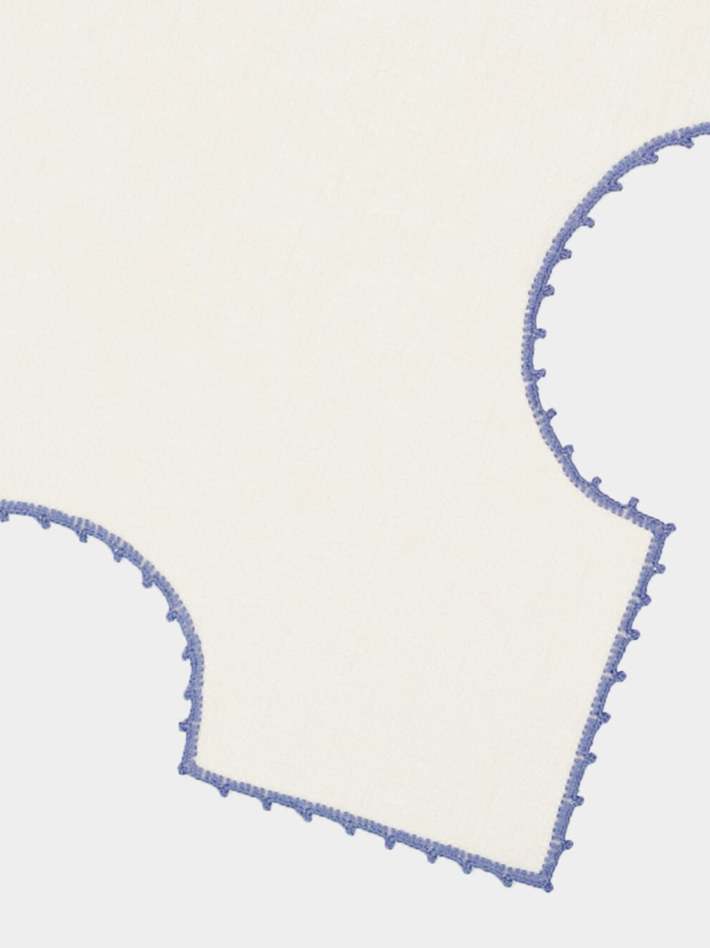 Hand-Embroidered Teresa White Linen with Light Blue Crochet Bread Basket Cloth