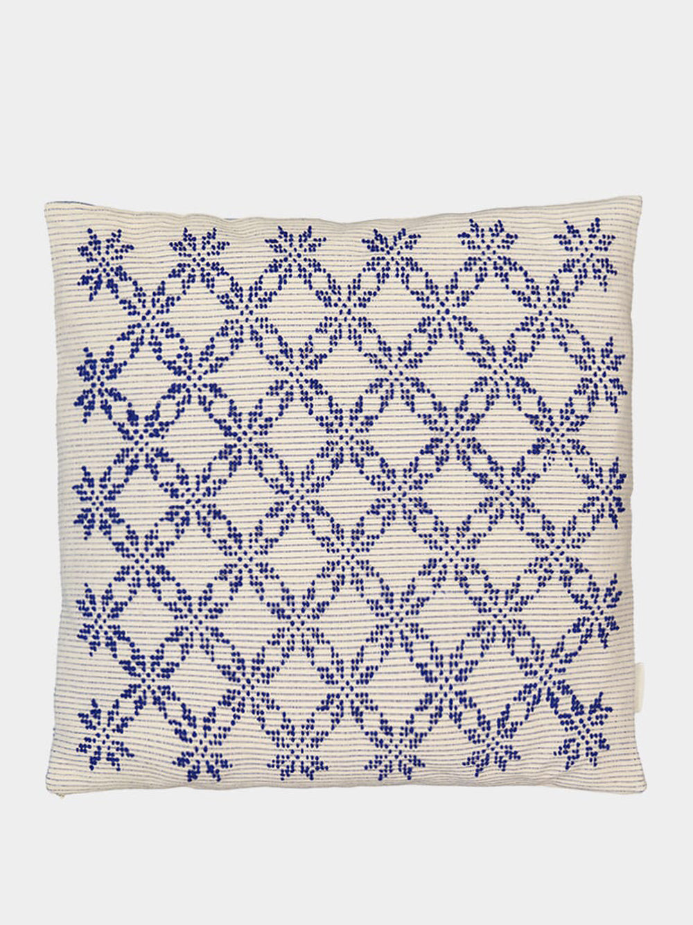 Handmade Carlota Blue Cotton and Linen Cushion