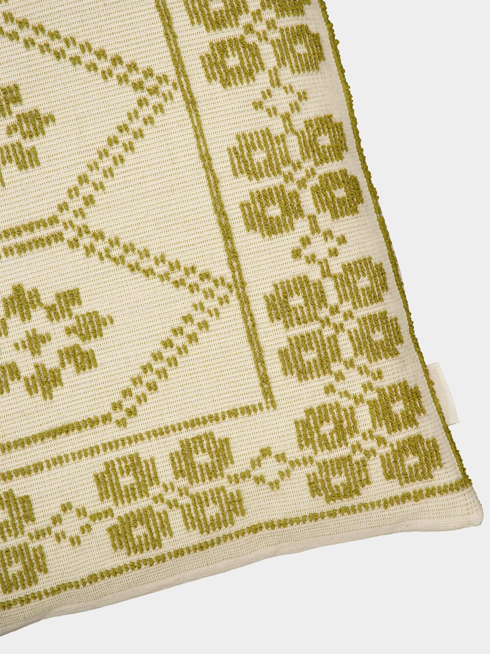 Handmade Inês Green Cotton and Linen Cushion