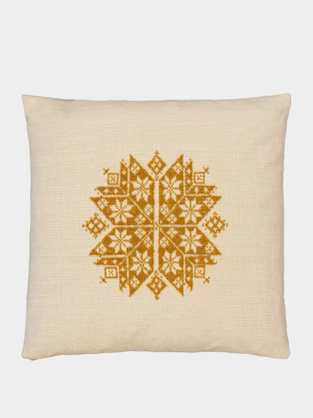 Handmade Augusta Natural and Yellow Cotton and Linen Cushion