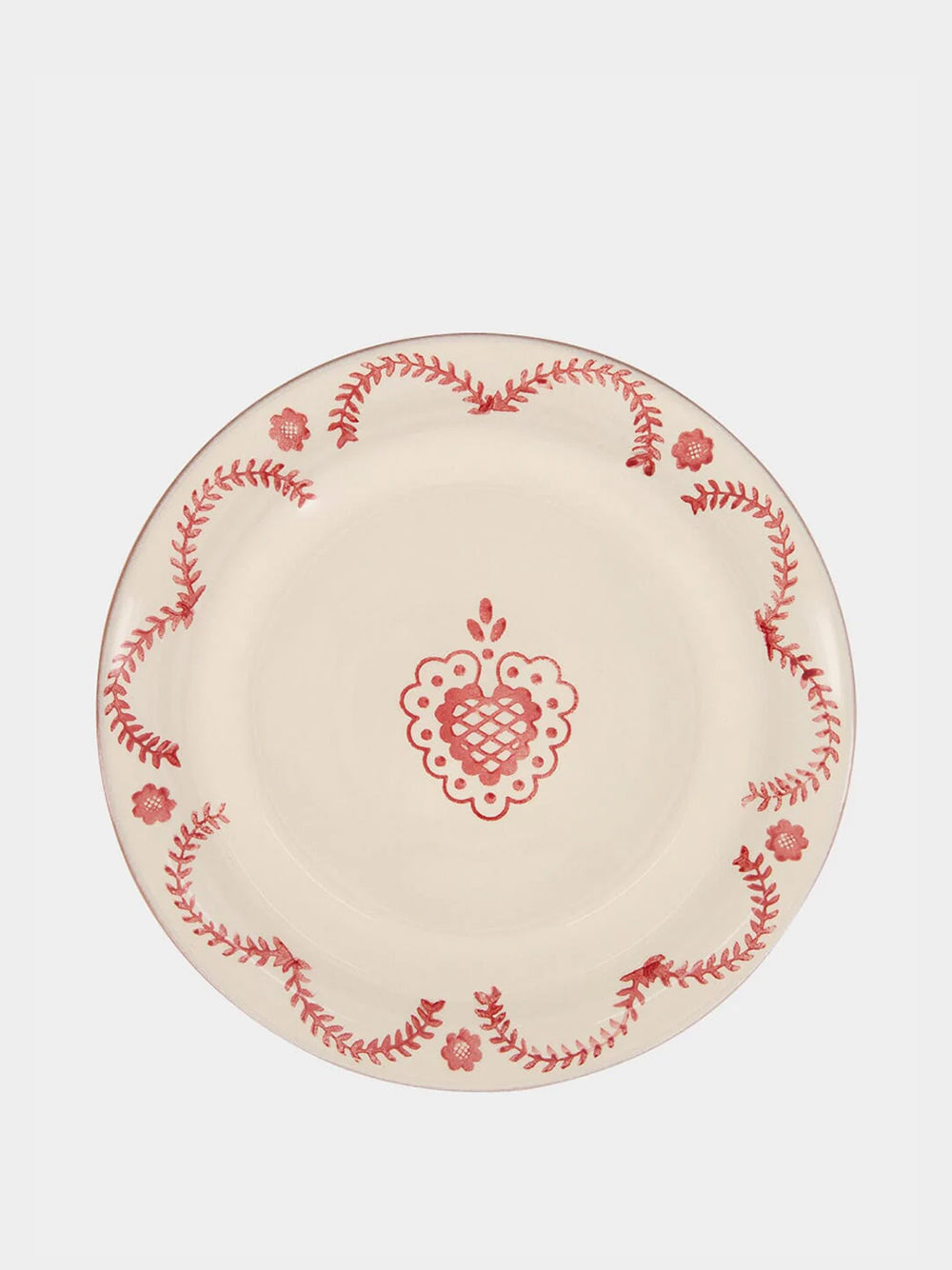 Hand-Painted Viana Red Stoneware Dinner Plate
