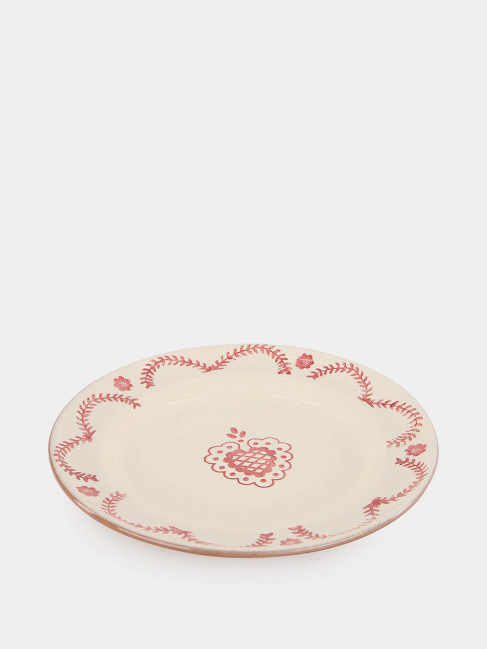 Hand-Painted Viana Red Stoneware Dinner Plate