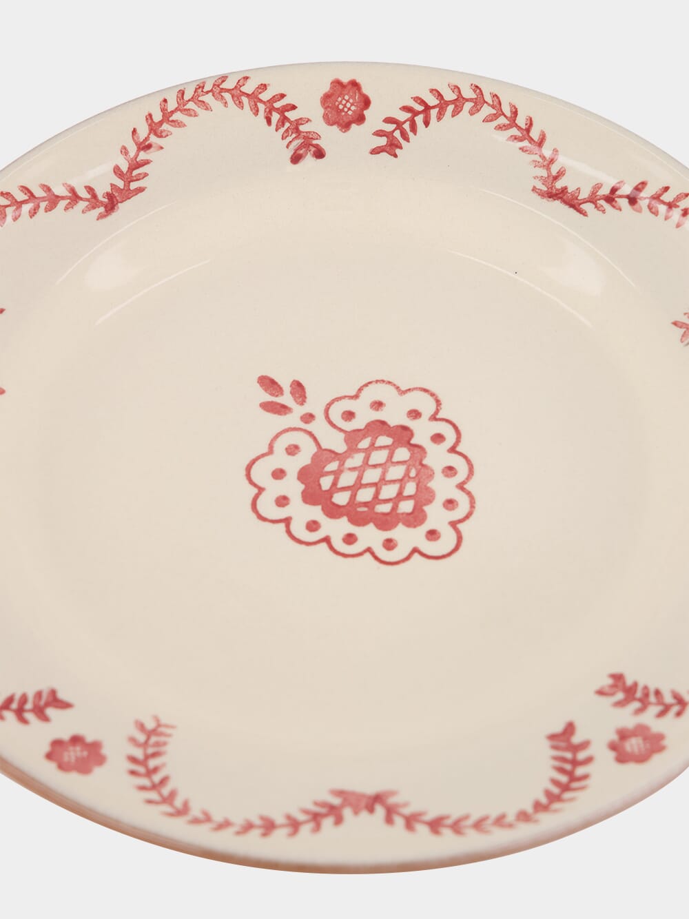 Hand-Painted Viana Red Stoneware Dinner Plate