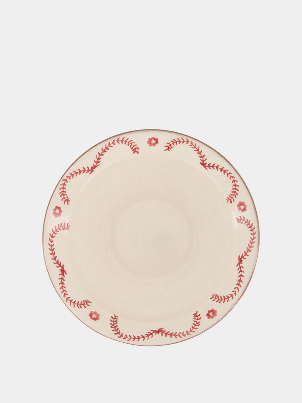 Hand-Painted Viana Red Stoneware Soup Plate