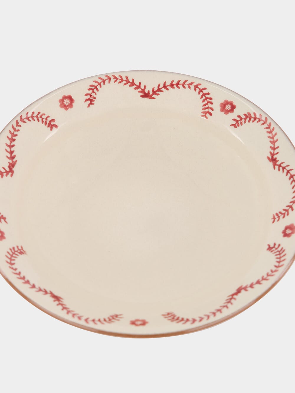 Hand-Painted Viana Red Stoneware Soup Plate