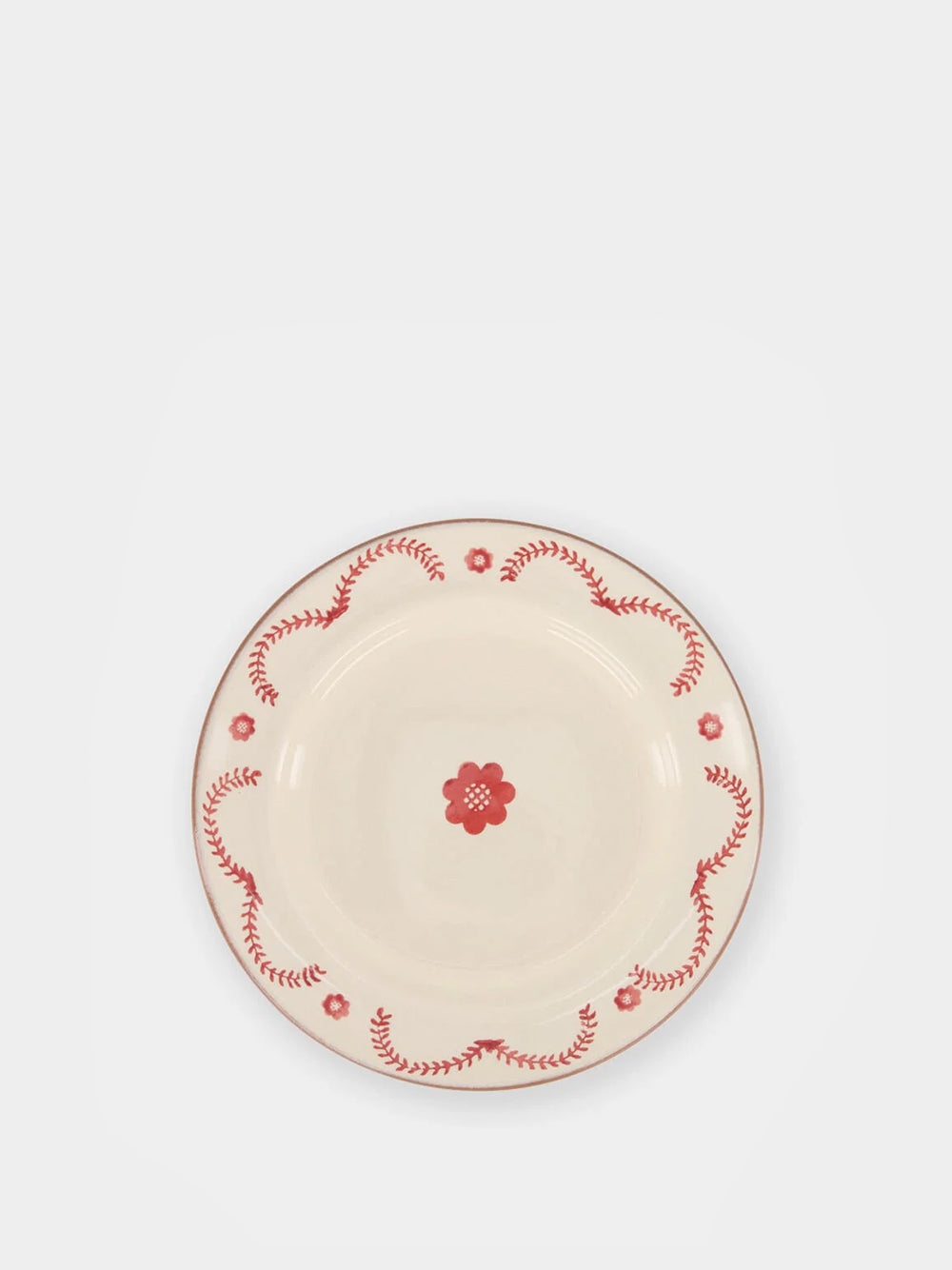 Hand-Painted Viana Red Stoneware Dessert Plate