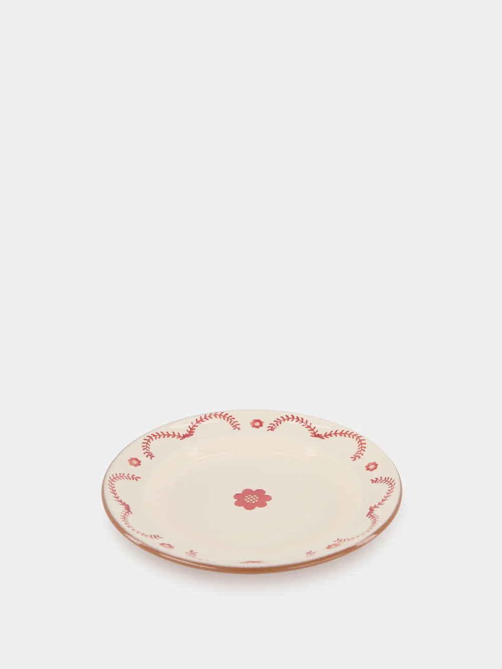Hand-Painted Viana Red Stoneware Dessert Plate